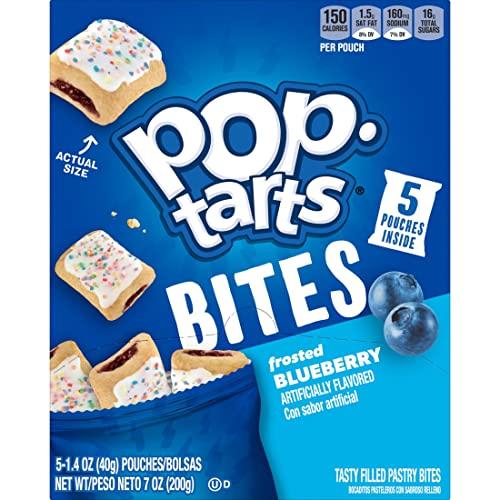 Pop-Tarts Pop-Tarts Baked Pastry Bites, Kids Snacks, School Lunch, Frosted Blueberry (5 Boxes, 25 Pouches)