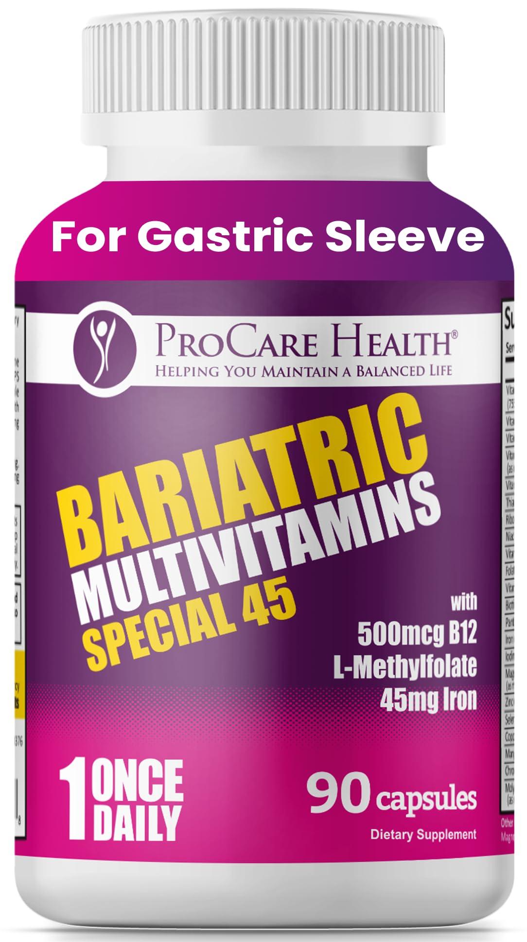 ProCare Health ProCare Health Bariatric Multivitamin with Iron (90 Capsule) - 45mg Iron with Reduced B12 - Post Op Bariatric Vitamins for Gastric Bypass Sleeve Patients, Sustains Recovery & Energy (03 Month Supply)