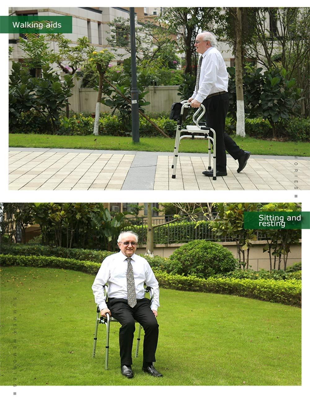 WRRQCVAL Walking Frame, Folding Zimmer Walker Lightweight Portable Walking Mobility Aids for Elderly Disabled Adjustable Height with Shower Rollator with 2 Wheels Interesting