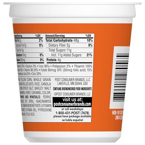 Post Post Honey Bunches of Oats Honey Roasted Breakfast Cereal, Honey Oats Cereal with Granola Clusters, Small Cereal Cup Size for Easy On-The-Go Breakfast, 2 OZ Cereal Cup (Pack of 12)