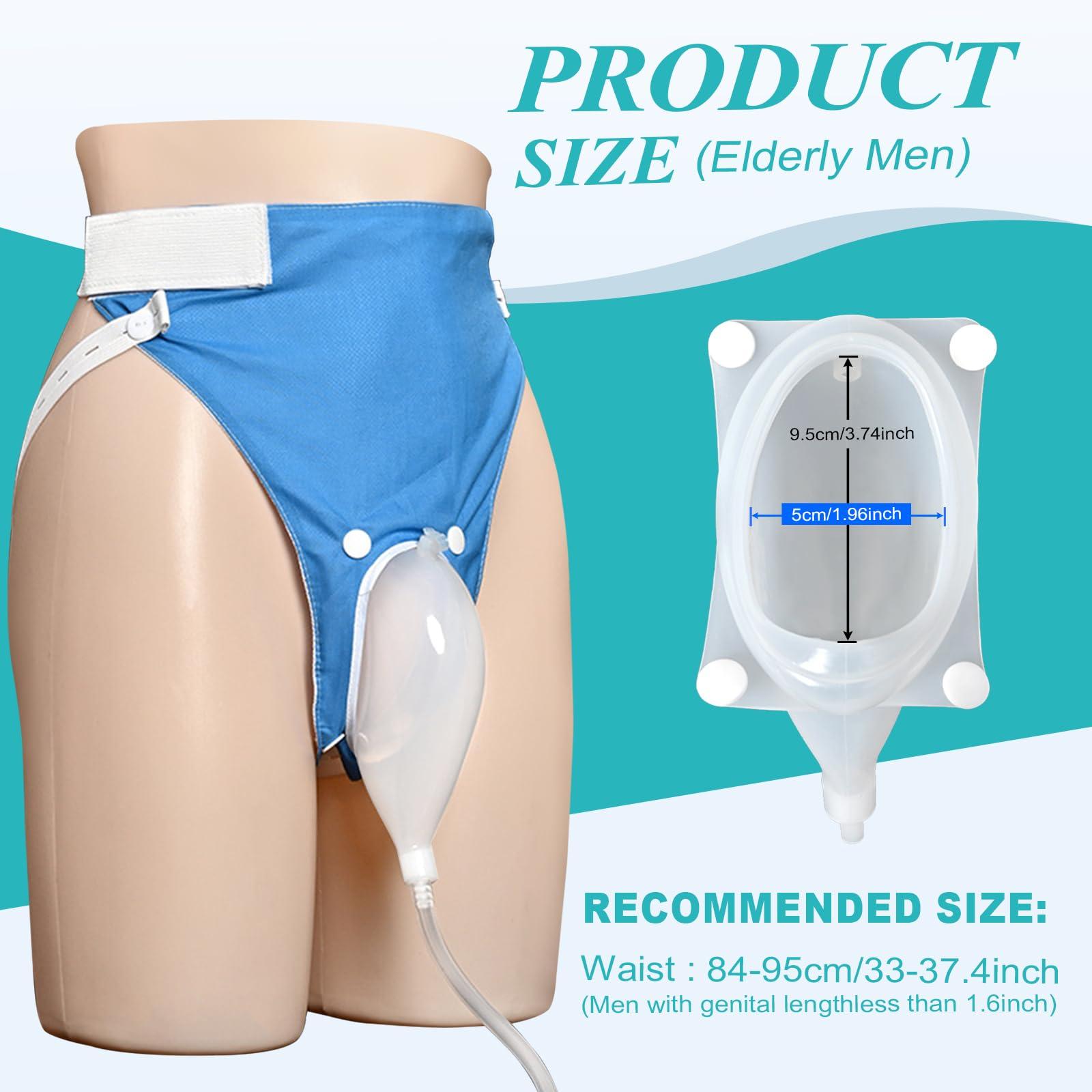 Col-Pary Urine Collection Bag Condom Catheters for Men Reusable Portable Wearable Urinary Drainage with 2 Urine Catheter Bag System (Blue-Elderly Men)