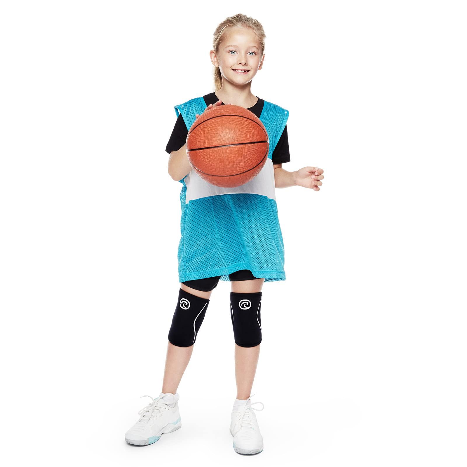 Rehband Rehband Kids Knee Sleeve made from 5mm Noprene, Knee Brace - Youth Girls & Boys Compression Knee Brace for Sports: Football, Hockey, Basketball or Running, Colour:Black - 1 Pair, Size:Large