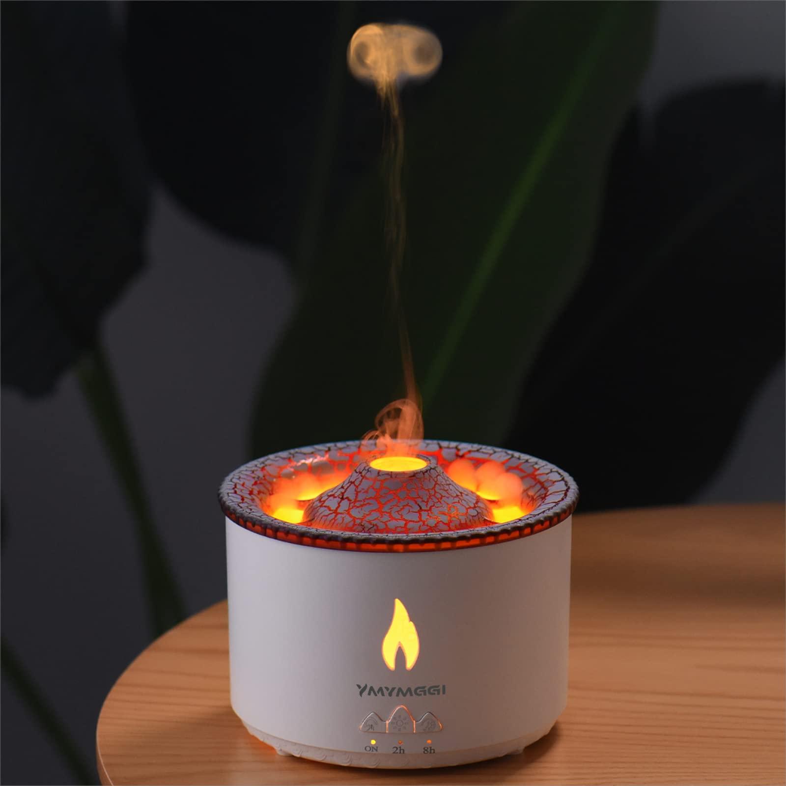 YMYMGGI YMYMGGI Volcano Diffuser Aromatherapy Oil Humidifier 2 Mist Mode Flame Humidifier,360ML Timer and Waterless Auto-Off Double Color with Remote Control for Home Office