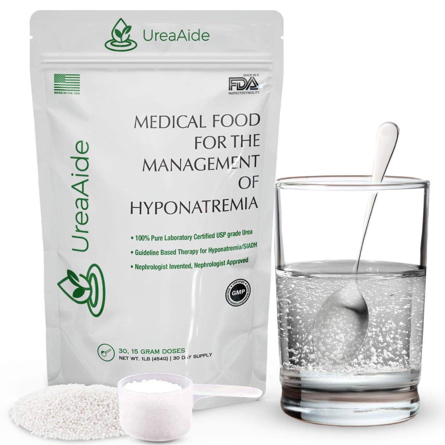 KidneyAide UreaAide Urea Powder for Low Sodium Unflavored 30 Servings Oral Urea Powder for Hyponatremia-Single Ingredient 100% Medical Grade Urea with 15 gram Dose Scoop Mixes with Flavored Drinks by KidneyAide