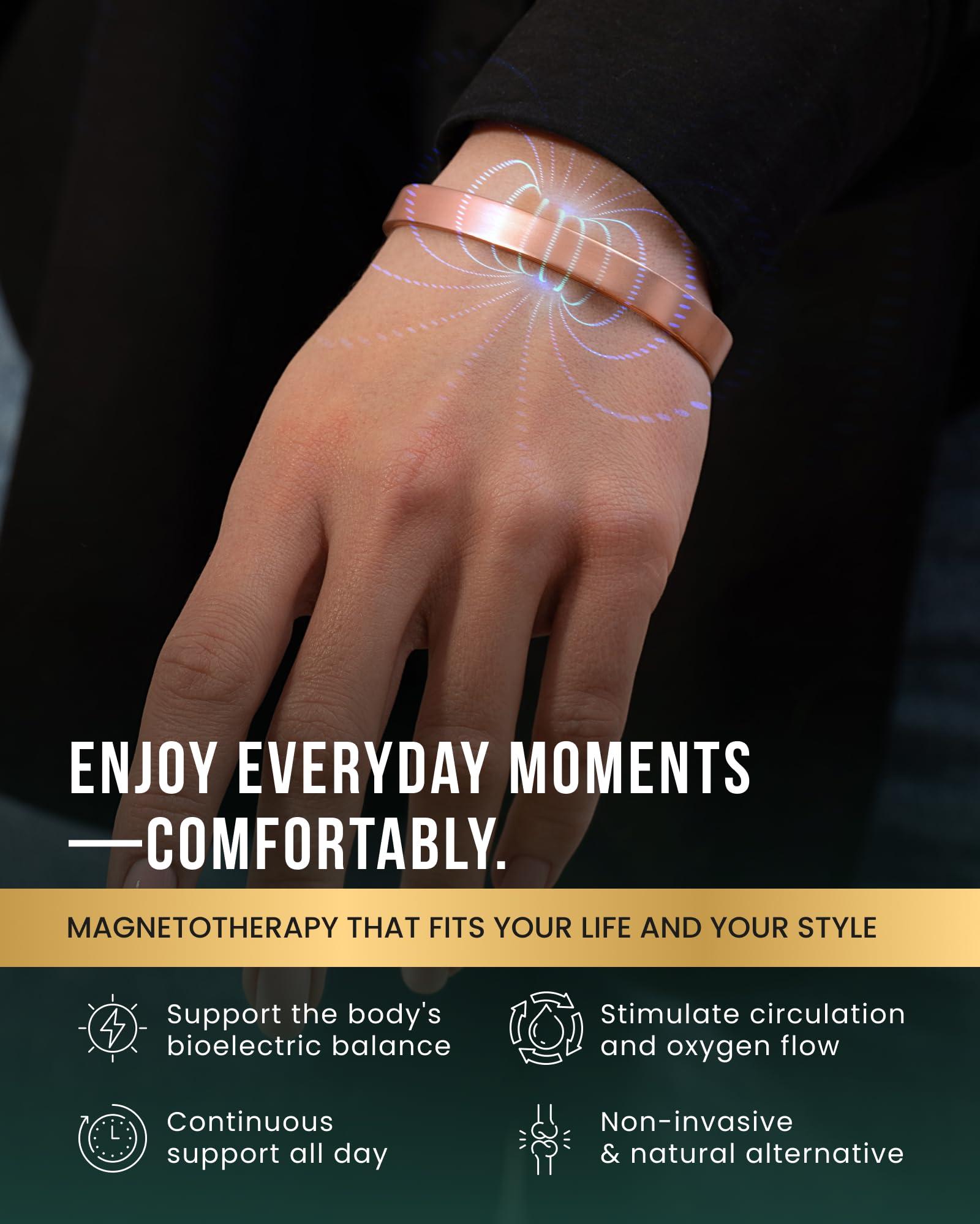 MagnetRX MagnetRX Magnetic Copper Bracelet Cuff Elegant Pure Copper Bangle Unisex Magnetic Copper Bracelets for Men & Women (Medium)