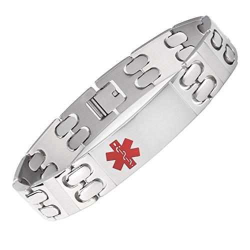 LinnaLove LinnaLove Free Engraving Titanium Medical Alert id Bracelets for Men(8.5")