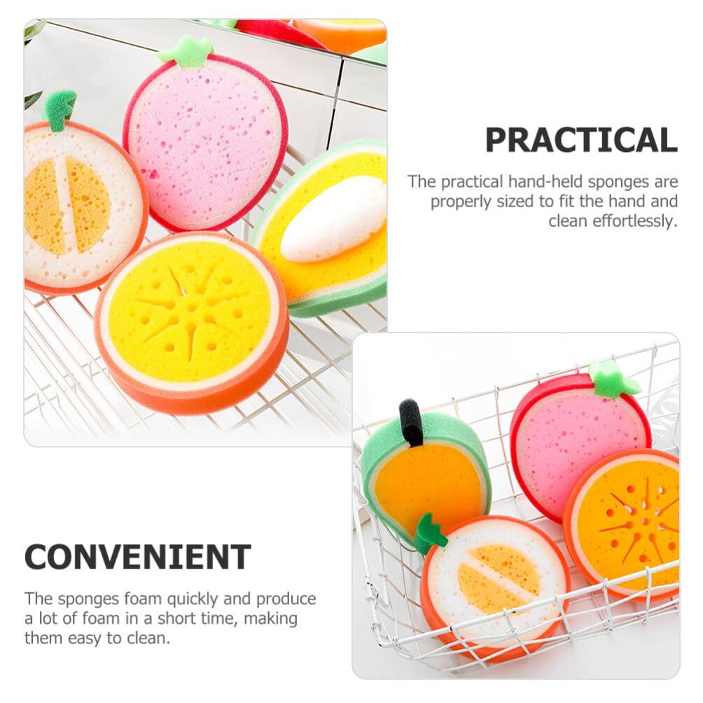 JECOMPRIS JECOMPRIS 12pcs Cleaning Sponge Cute Fruit-Shape Kitchen Sponge Washing Sponge Dish Cleaning Sponge Scrubber(4.72X4.72X1.38in)