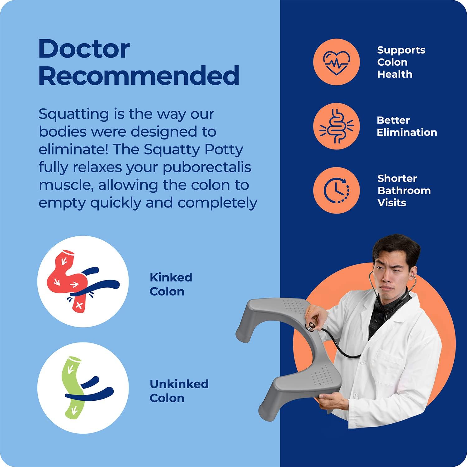 Squatty Potty Squatty Potty The Original Bathroom Toilet Stool, Curve Lightweight with Sleek and Modern Design, Gray, 7\"