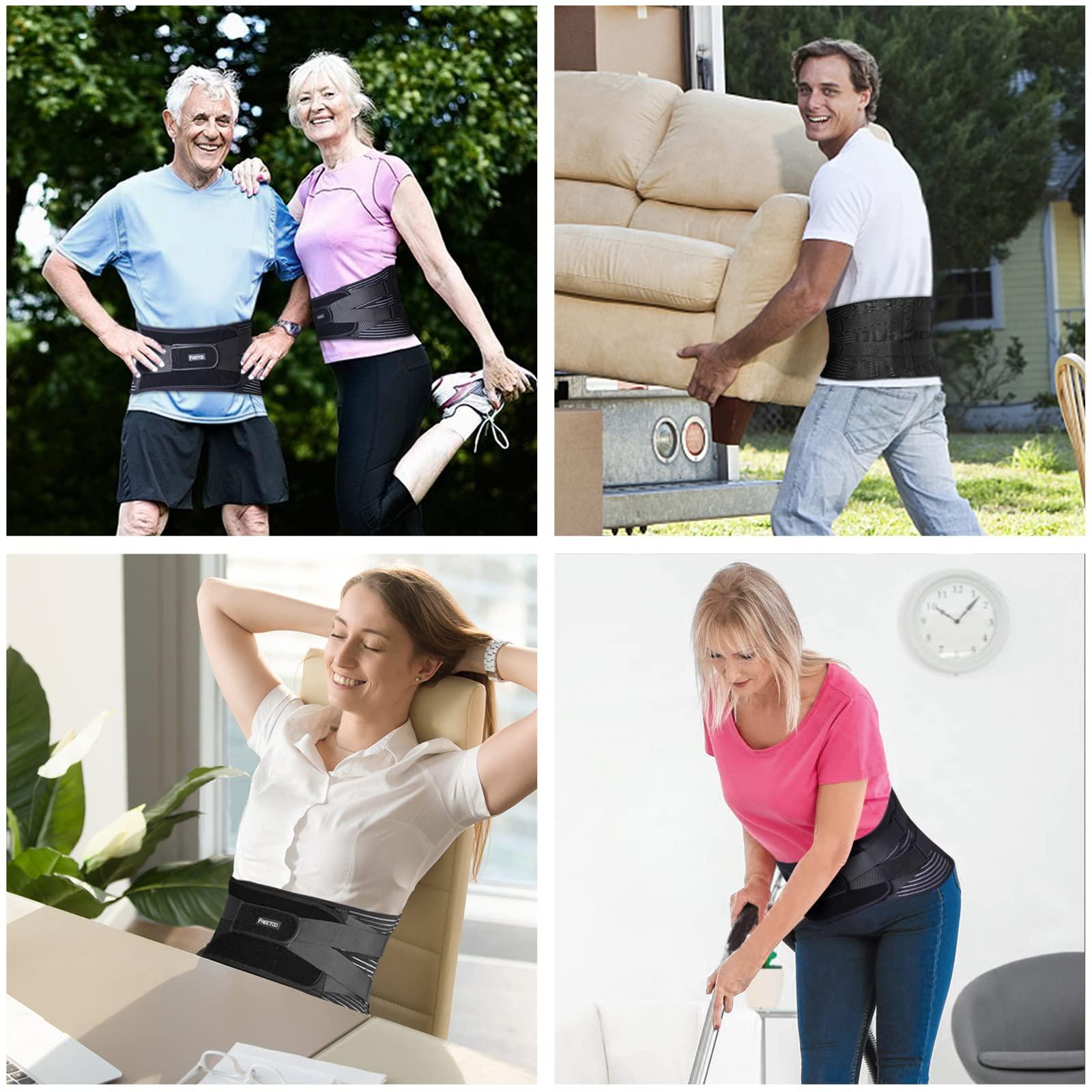 FREETOO FREETOO Back Braces for Lower Back Pain Relief with 6 Stays, Breathable Back Support Belt for Men/Women for work , Anti-skid lumbar support belt with 16-hole Mesh for sciatica(S)