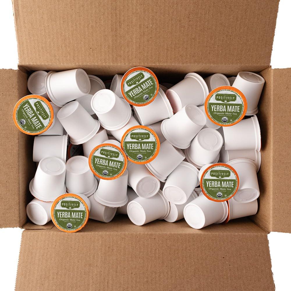 Organic Positively Tea Company Organic Positively Tea Company, Yerba Mate Tea (Unsmoked), K-Cup Compatible, 96 Pods