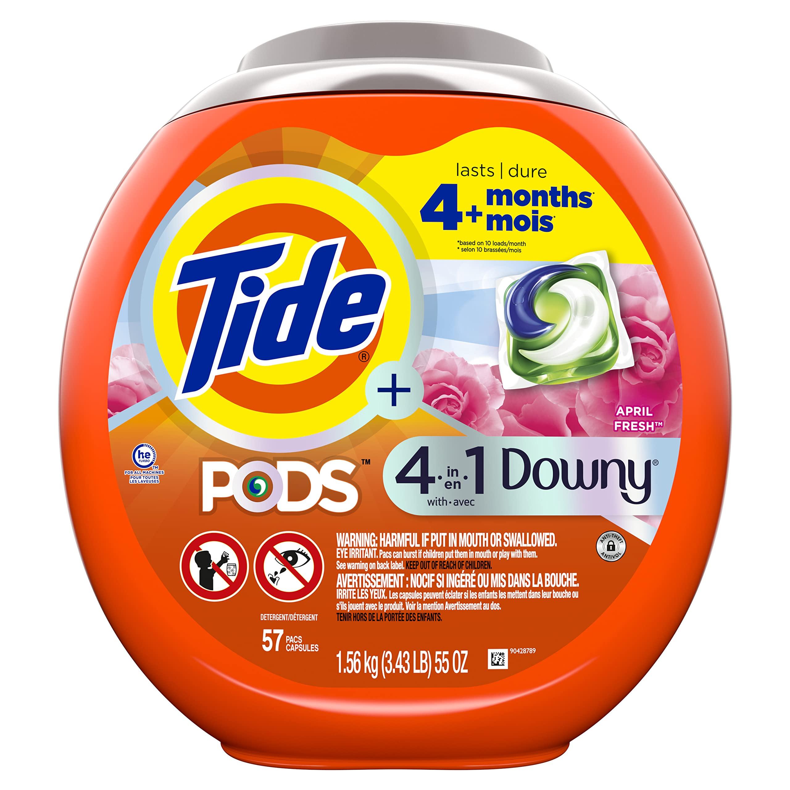 Tide Tide PODS with Downy Liquid Laundry Detergent Pacs April Fresh 57 count