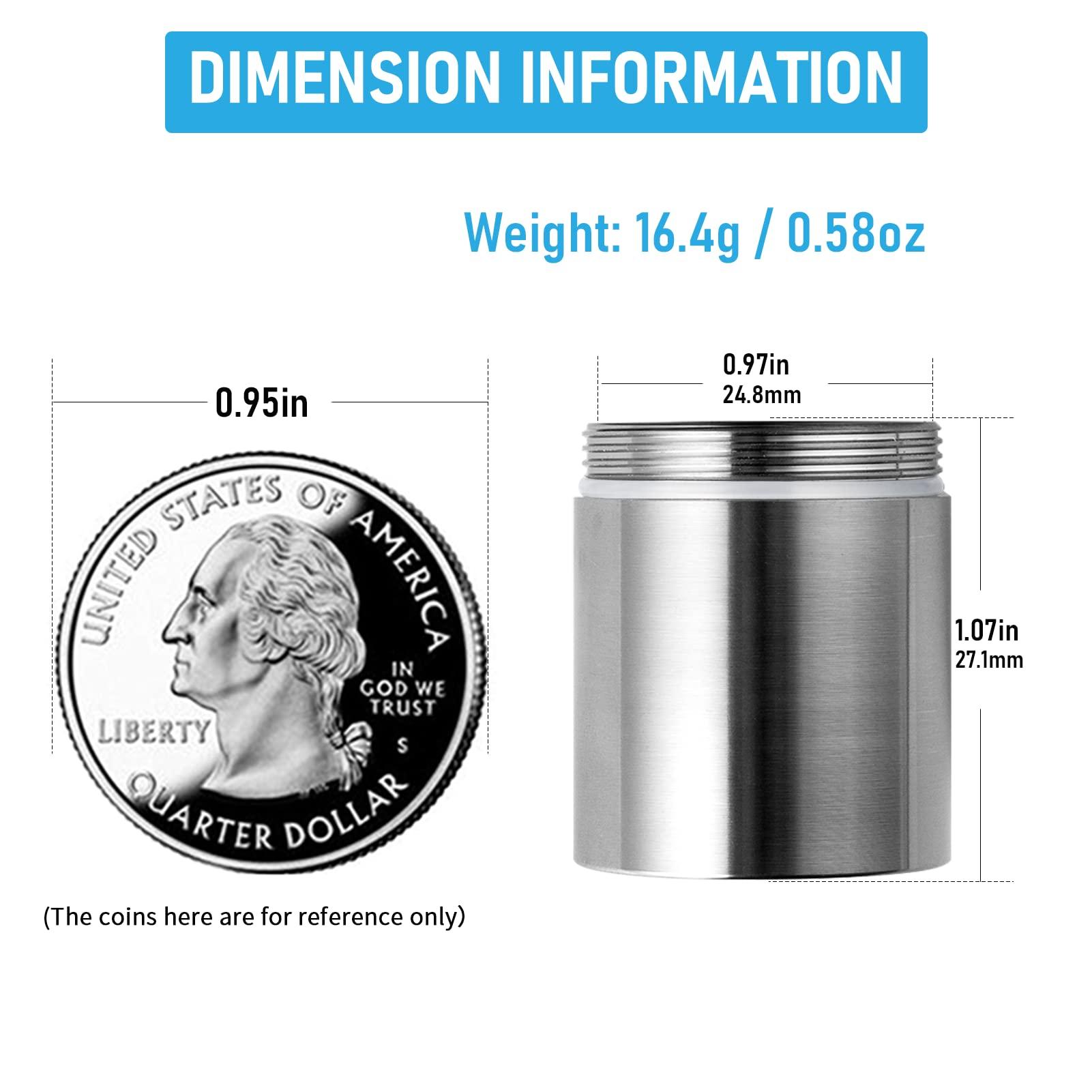 TISUR TISUR Pill Case Extension Compartments, Metal Titanium Pill Holder Pocket Small Pill Box Keychain Extra Extension,Pill Bottle Medicine Organizer Pill Container (1 Extension Compartment Without Cap)