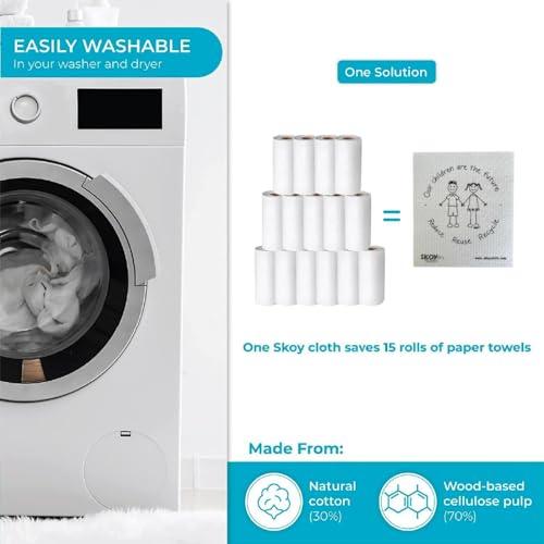 Skoy Skoy Cloth, 10-Pack Versatile Swedish Dishcloths for Kitchen and Household Use, Reusable Cleaning Cloths, Eco-Friendly, Dishwasher and Dryer-Safe, Children are The Future