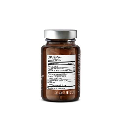 CLAV CLAV N9 - Cinnamon Extract + Bitter Melon Capsules with Syzygium cumini, Beta Glucan & Chromium - Vegan - 60 Count