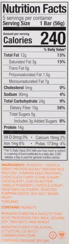ALOHA ALOHA Organic Plant Based Protein Bars, Peanut Butter Chocolate Chip, 1.98-Ounce Bars, (Pack of 5)