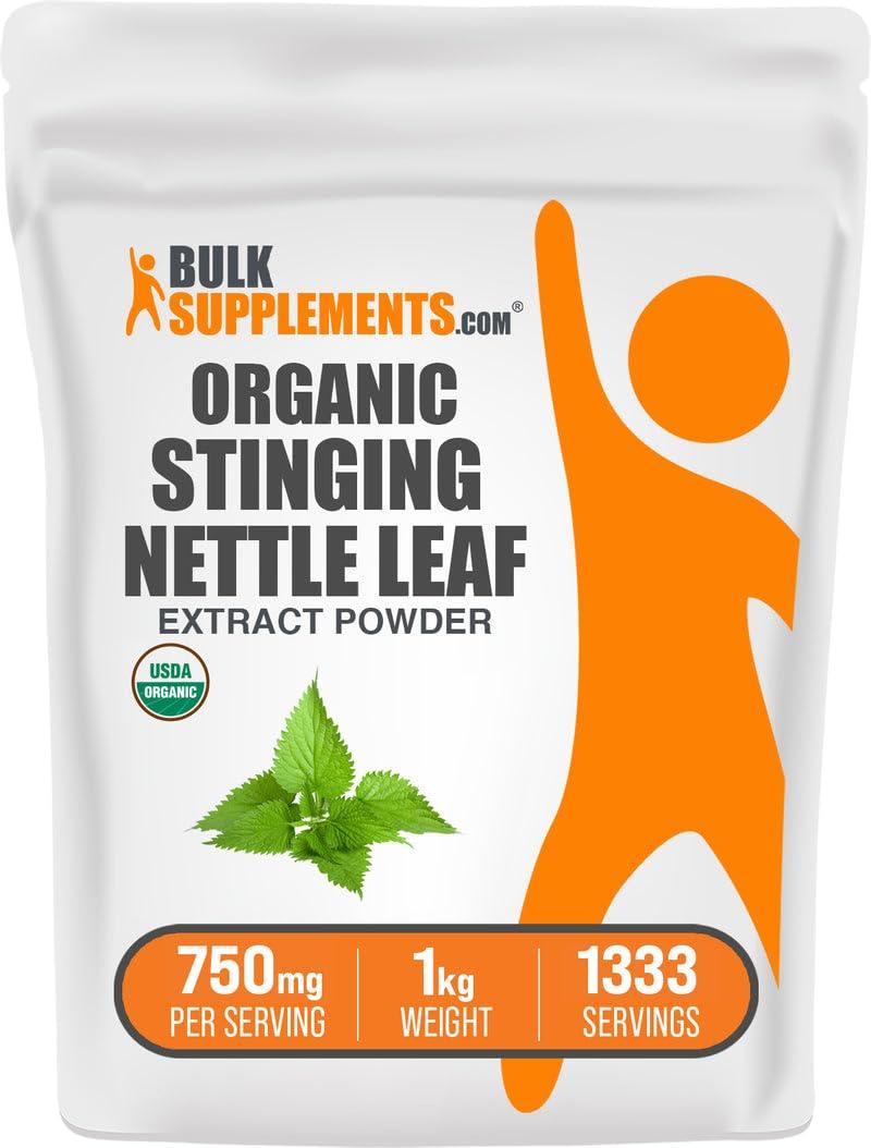 BulkSupplements BulkSupplements.com Organic Stinging Nettle Extract - from Stinging Nettle Leaf, Nettle Supplement - Vegan & Gluten Free, 500mg per Serving, 1kg (2.2 lbs) (Pack of 1)