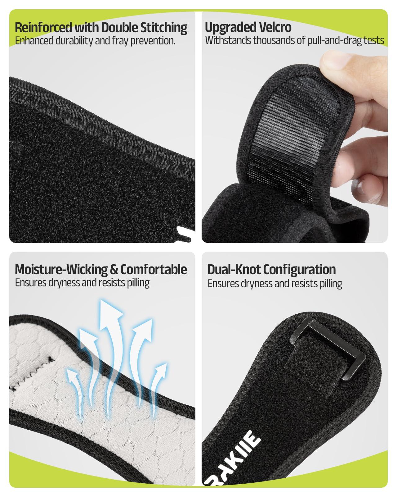 Rakiie Rakiie Knee Strap, Silicone Knee Brace for Precise Compression, Non-Slip Patella Tendon Support Strap, Patella Knee Strap for Men Women, Knee Support Band for Running, Weightlifting, Basketball (2 Pack, Black)