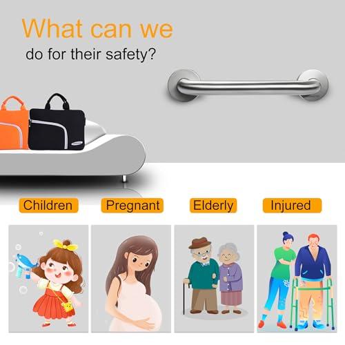 VANNSOO VANNSOO Grab Bars for Shower, Bathroom Shower Handle for Elderly Seniors, Toilet Safety Suction Handicap Grab Bars for Wall, Stainless Steel Hand Rail for Bathtubs (24 Inch, Brushed)
