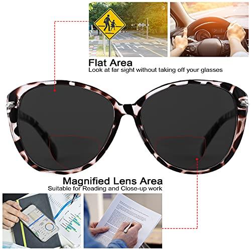 WEMOOTANTS WEMOOTANTS Stylish Bifocal Readers Sunglasses Women Sun Reading Glasses Outdoor UV Protection Blue Light Blocking 350 100 150 200 250 300 400 Tortoise