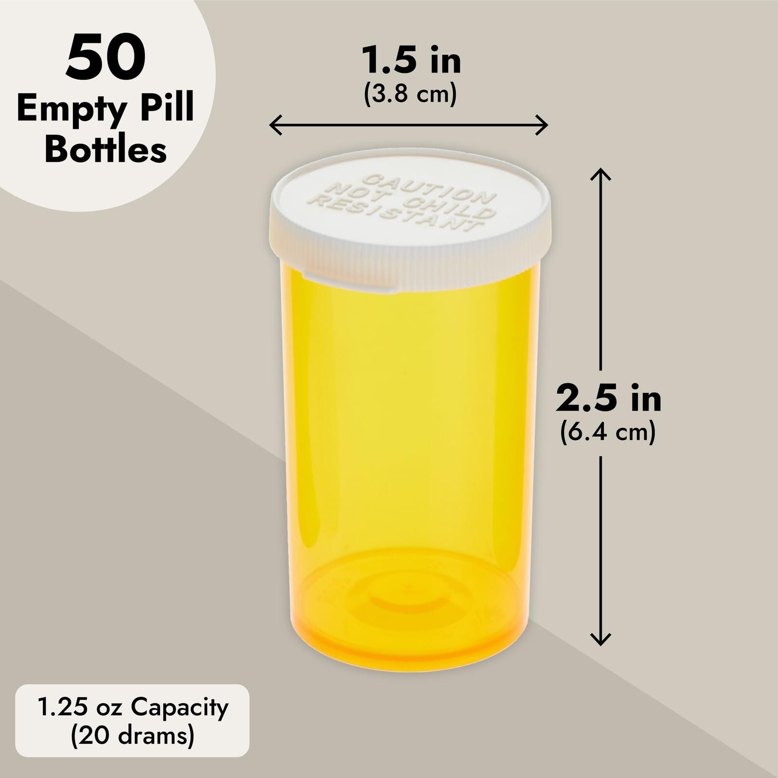 Juvale Juvale 50 Pack Empty Pill Bottles with Caps for Prescription Medication, 20-Dram Plastic Medicine Containers (Orange)