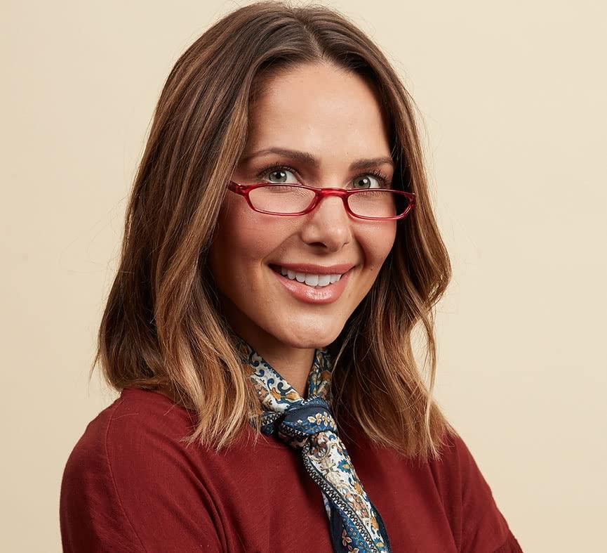 Peepers by PeeperSpecs Peepers by PeeperSpecs Women's Skinny Mini Rectangular Reading Glasses, Red, 48 + 1.5