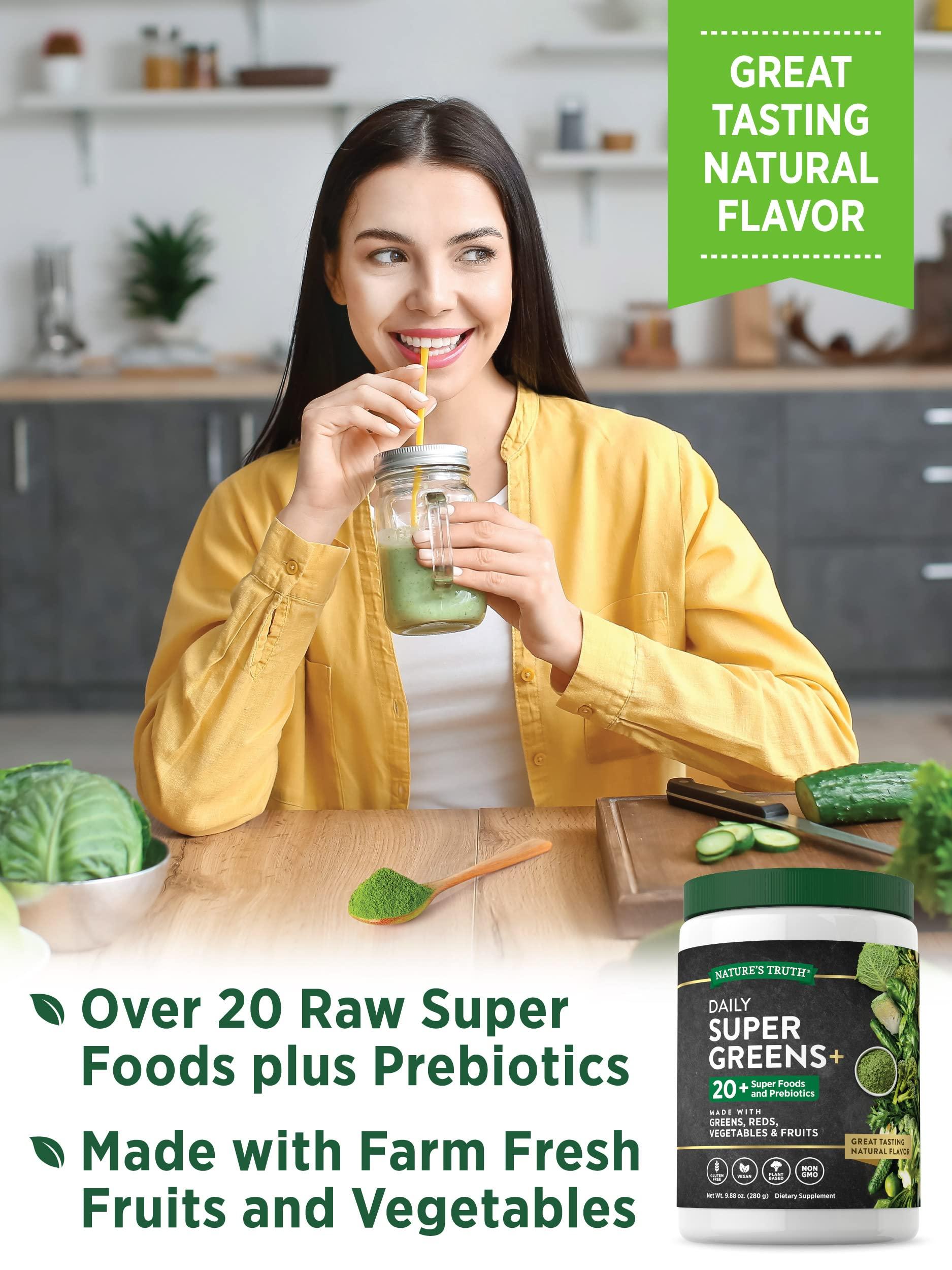 Nature's Truth Nature\'s Truth Super Greens Powder Supplement | Fruit & Vegetables Superfood Blend | Vegan, Non-GMO & Gluten Free Juice & Smoothie Mix | 9.88 oz