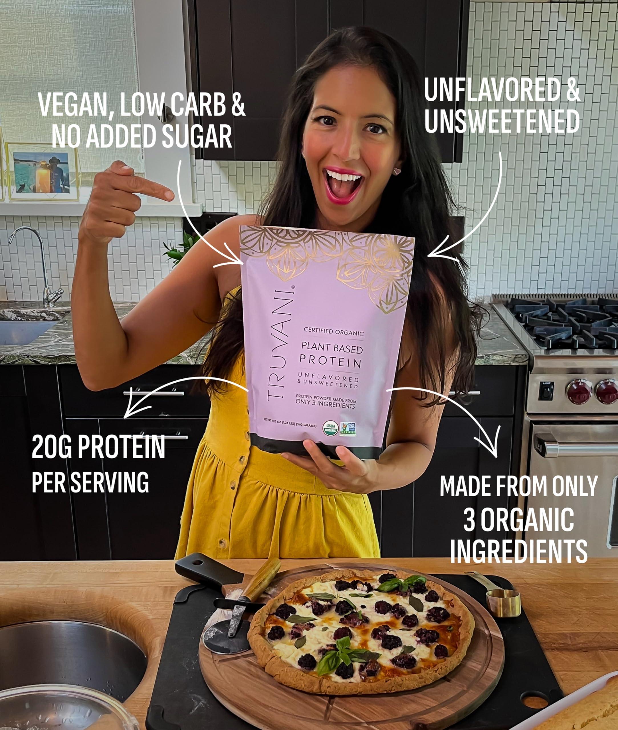 Truvani Truvani Vegan Pea Protein Powder | Unflavored | 20g Organic Plant Based Protein | 10 Travel Packets | Keto | Gluten & Dairy Free | Low Carb | No Added Sugar