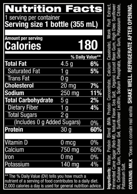 Jocko Fuel Jocko Mlk 30g Grass Fed Protein Shakes No Added Sugar Protein Drinks KETO Friendly - Ready to Drink 12 FL Oz (Pack of 12) Vanilla