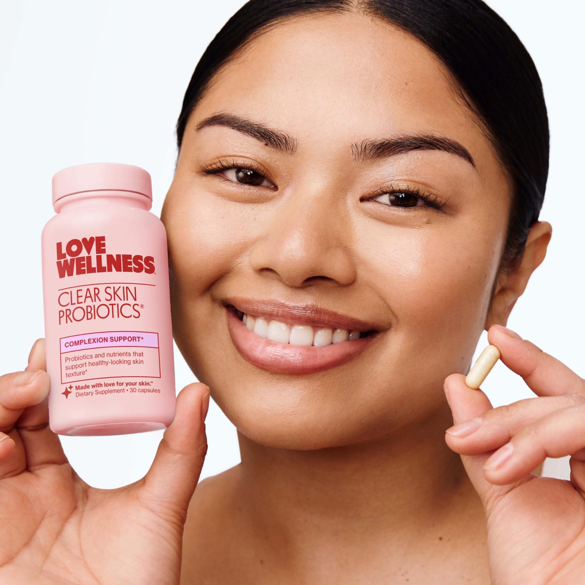 Love Wellness Love Wellness Clear Skin Probiotic | Clear Up Hormonal Acne Pimples, Redness & Pore Minimizer | Skin Care with Zinc, Bifidobacterium Longum & Chaste Tree Fruit Extract | Acne Treatment | 30 Count