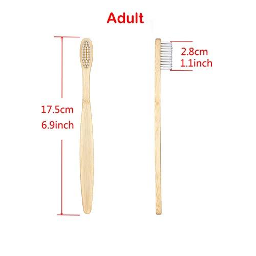 SEVENHEAD SEVENHEAD 10 PCS Bamboo Toothbrushes Soft Bristles Wooden Toothbrushes for Adult, Natural Biodegradable BPA Free Eco Friendly Toothbrushes White