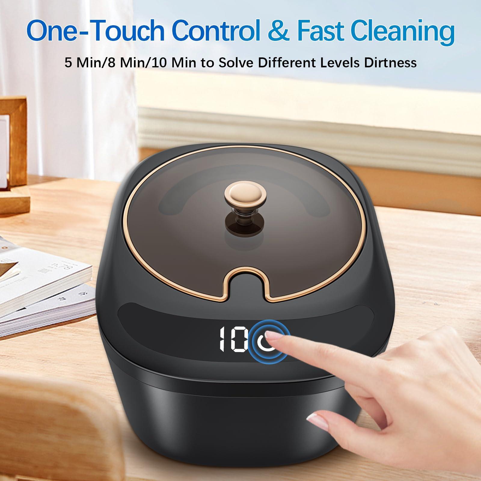 Raccomb Ultrasonic Retainer Cleaner Machine - Raccomb 45kHz LED Light Ultrasonic Cleaner for Dentures, Aligner, Mouth Guard, Night Guard Cleaner, 230mL Sonic Cleaning Machine for Jewelry, Dental Appliances