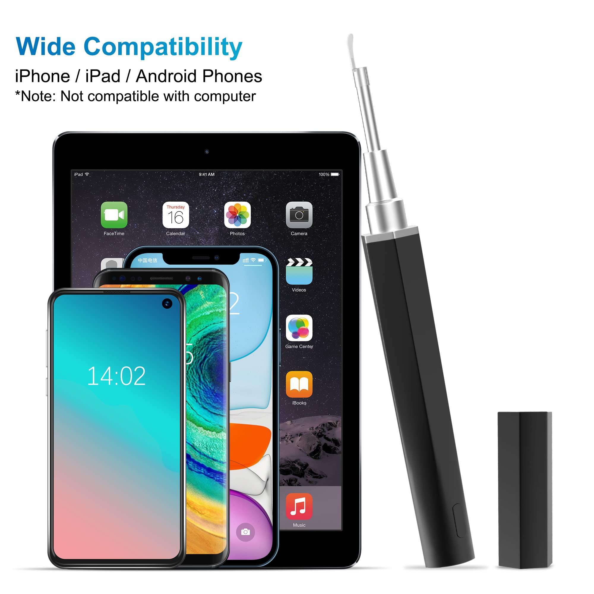 VANBAR Ear Wax Removal, Ear Cleaner with Camera Earwax Remover Tool, Ear Camera Otoscope kit with Light, Ear Wax Camera with 6 Ear Spoon for Kids, Adults & Pets