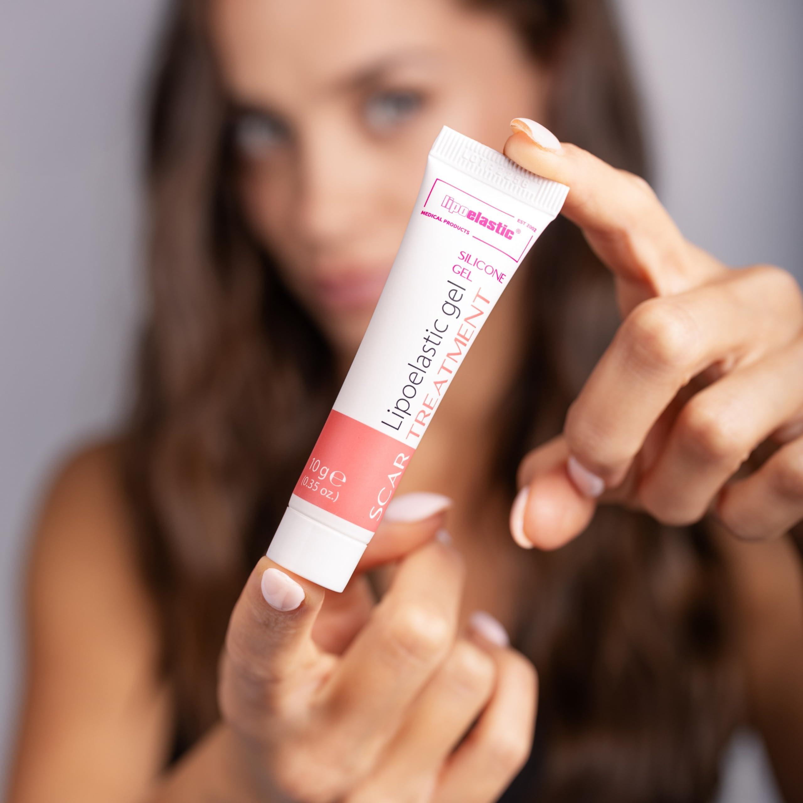 LIPOELASTIC LIPOELASTIC Silicone Scar Cream for Surgical Scars, Medical Grade Silicone Scar Gel with Vitamin E for C-Section, Burn, Stretch Marks, Wound, Old Scar, Acne Scar Treatment, Crema para Cicatrices