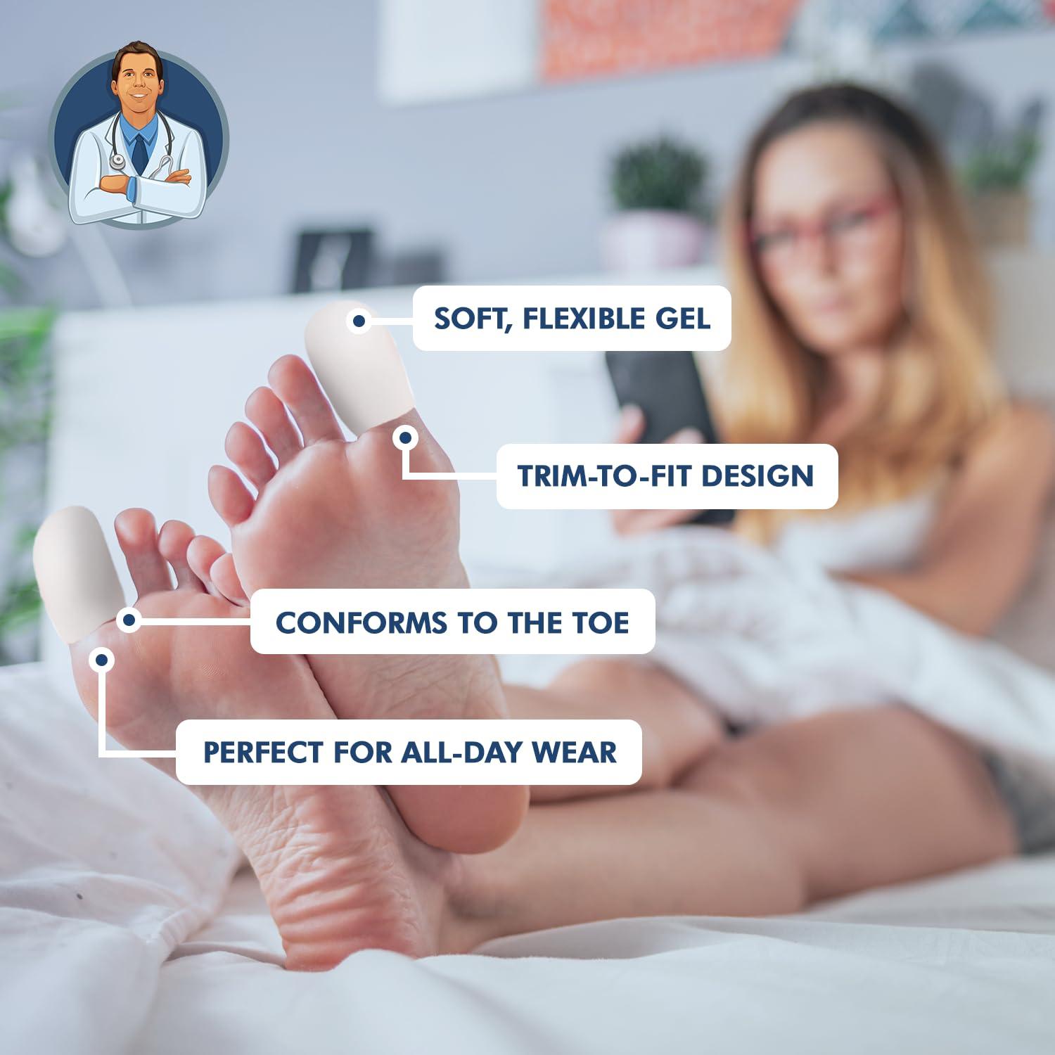 Dr. Frederick's Original Dr. Frederick\'s Original Soft Gel Toe Protectors for Men & Women - 6 ct - Toe Caps for Foot Pain Relief - Sleeves for Ingrown Toenails, Corns, Calluses, and Blisters - Large - White