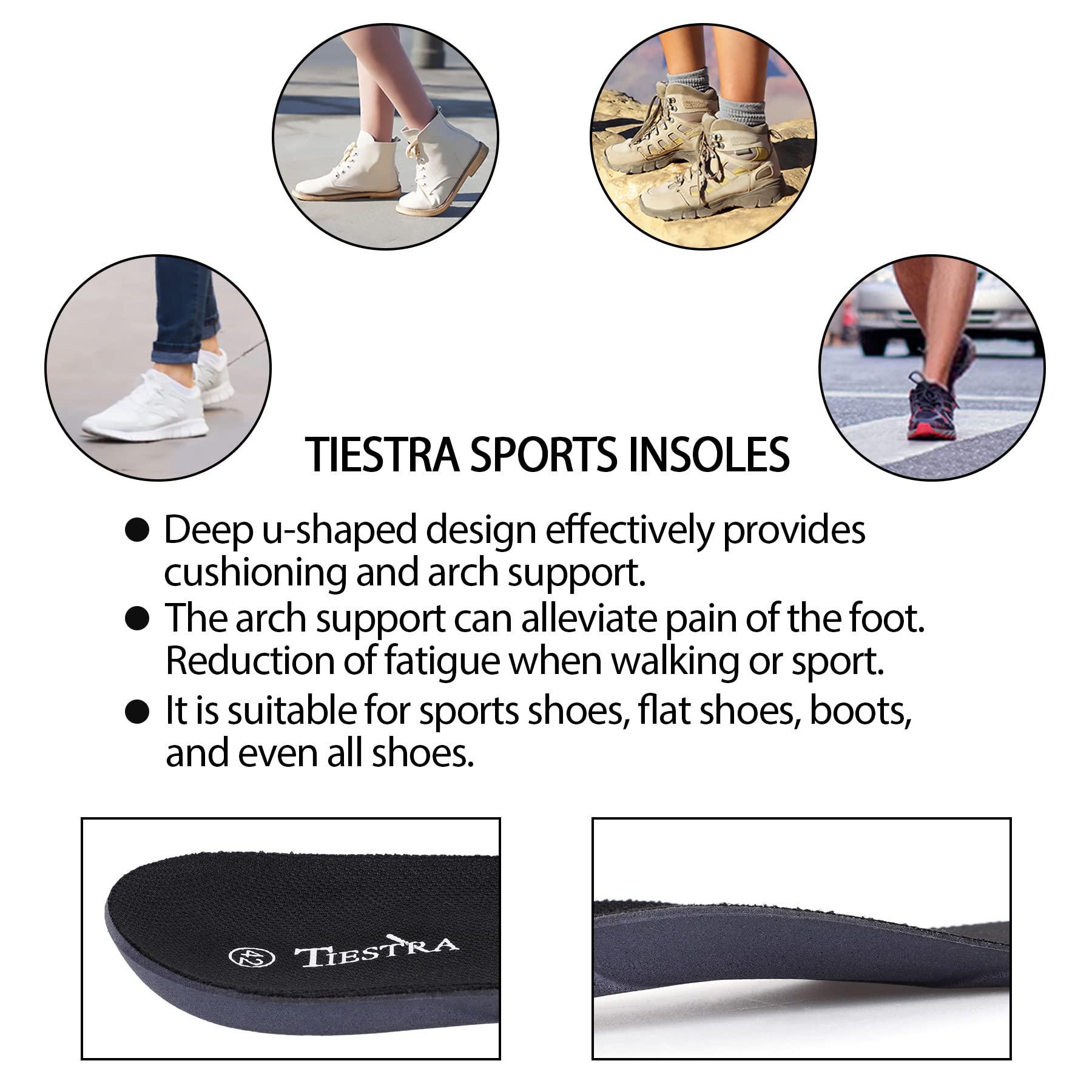 TIESTRA 2 Pair-Insoles for Mens Memory Foam Shoe Inserts,Replacement Insoles for Work Boot Running Shoes-Shock Absorption and Cushion for Feet Relief,Comfort Inner Soles for Everyday Use Black 42EU/US9