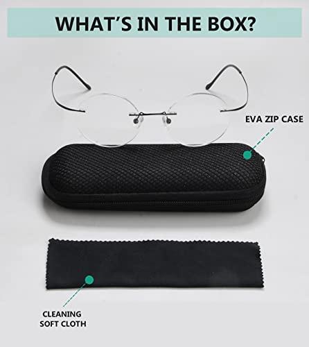 Eyekepper Eyekepper Titanium Rimless Round Reading Glasses Circle Readers Black