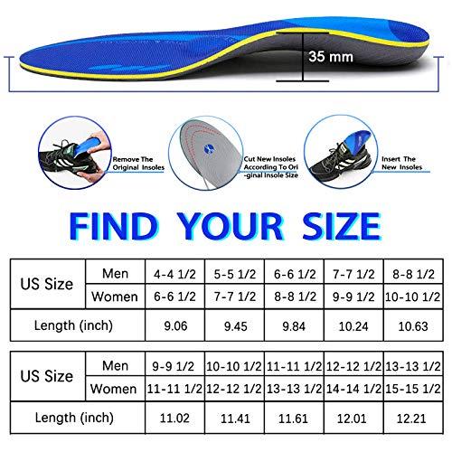 STSVZORR High Arch Support Insoles Plantar Fasciitis Orthotic Shoes Inserts Relieve Flat Feet Heel Pain Athletic Cushioning