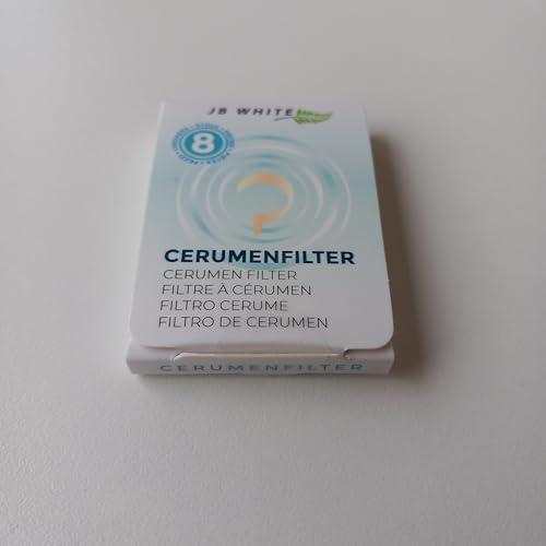 JB WHITE JB White 8 Wax Filters for Hearing Aids compatible with Phonak Cerustop Wax Guards | Widex Nanocare | Oticon ProWax MiniFit | Siemens Signia 3.0 | Resound | Hearing Aid Replacement Filter (8pcs 1.3mm)