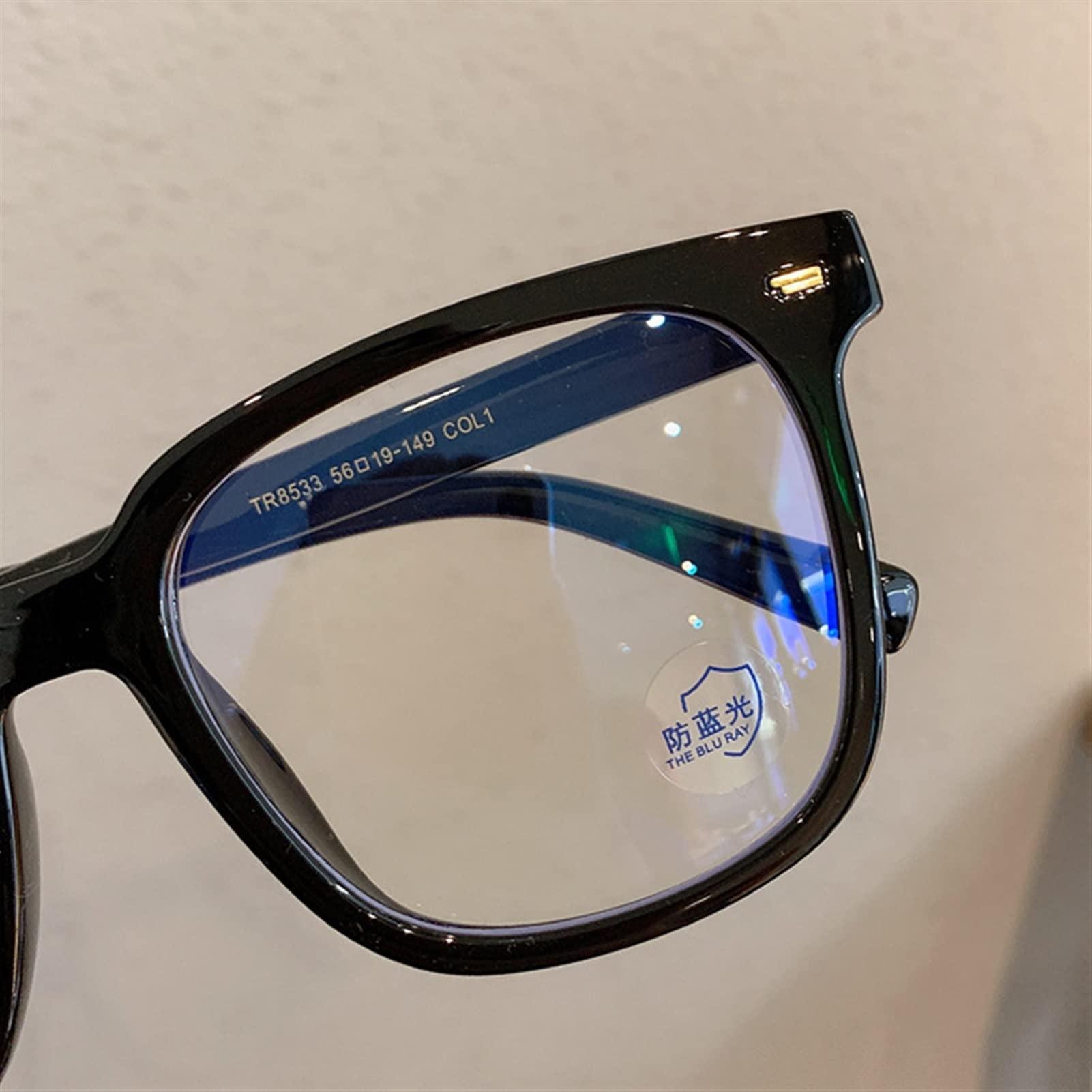 WWWL Reading Glasses, Korean Personality Large Frame, Anti-Radiation, Blue Light Glasses, All Match Flat Mirror for Women Men (Color : Grey, Size : +3.0)