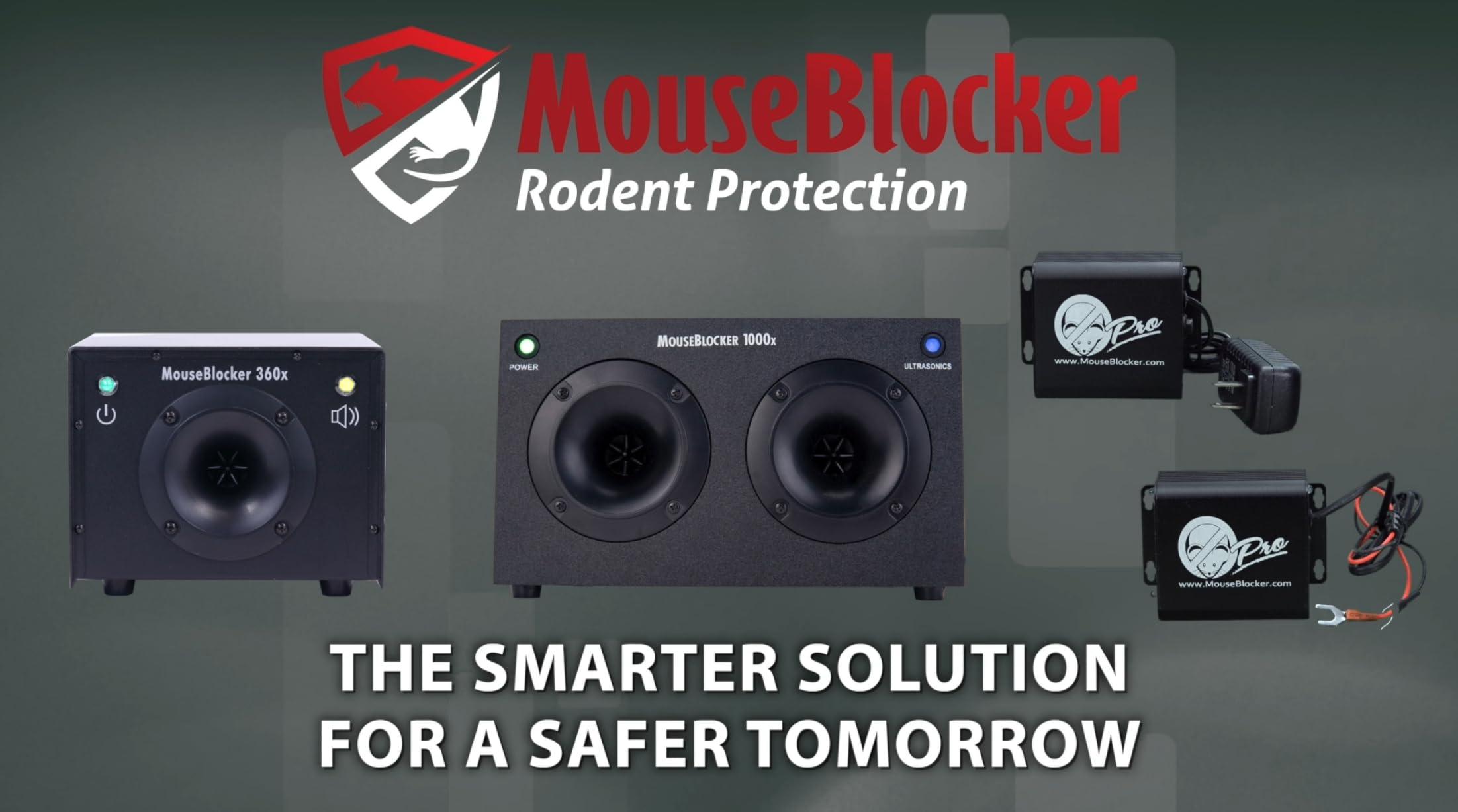 MouseBlocker MouseBlocker 1000x Powerful Plug-in Ultrasonic Mouse and Rodent Deterrent for Buildings, Garages, Attics and More. Works with All Rodents. Ultrasonic Rodent Repeller, Band