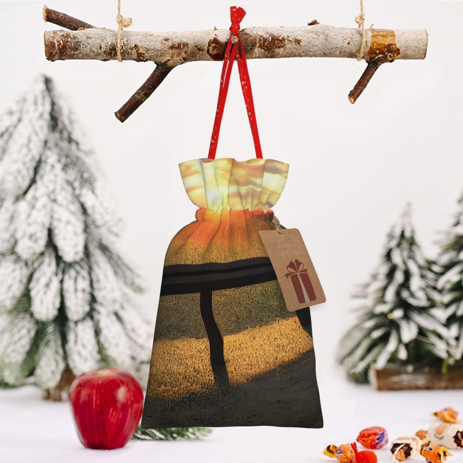SSIMOO Lonely Bench Sunset Reusable Christmas Gift Bags,Elegant Artistic Craft,Your Go-To Solution For Gift Packaging