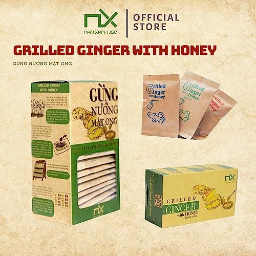 Gung Nuong Mat Ong Gung Nuong Mat Ong grilled ginger snack with honey ginger snack Vietnamese snack keep warm ginger candy reduces sore throat and cough improves health gastric reflux (14 Sticks/Box)