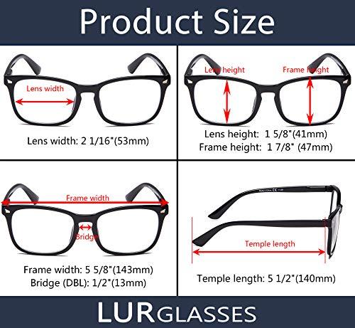 LUR READING GLASSES 5 pack Stylish Womens Readers (Black, +1.75)