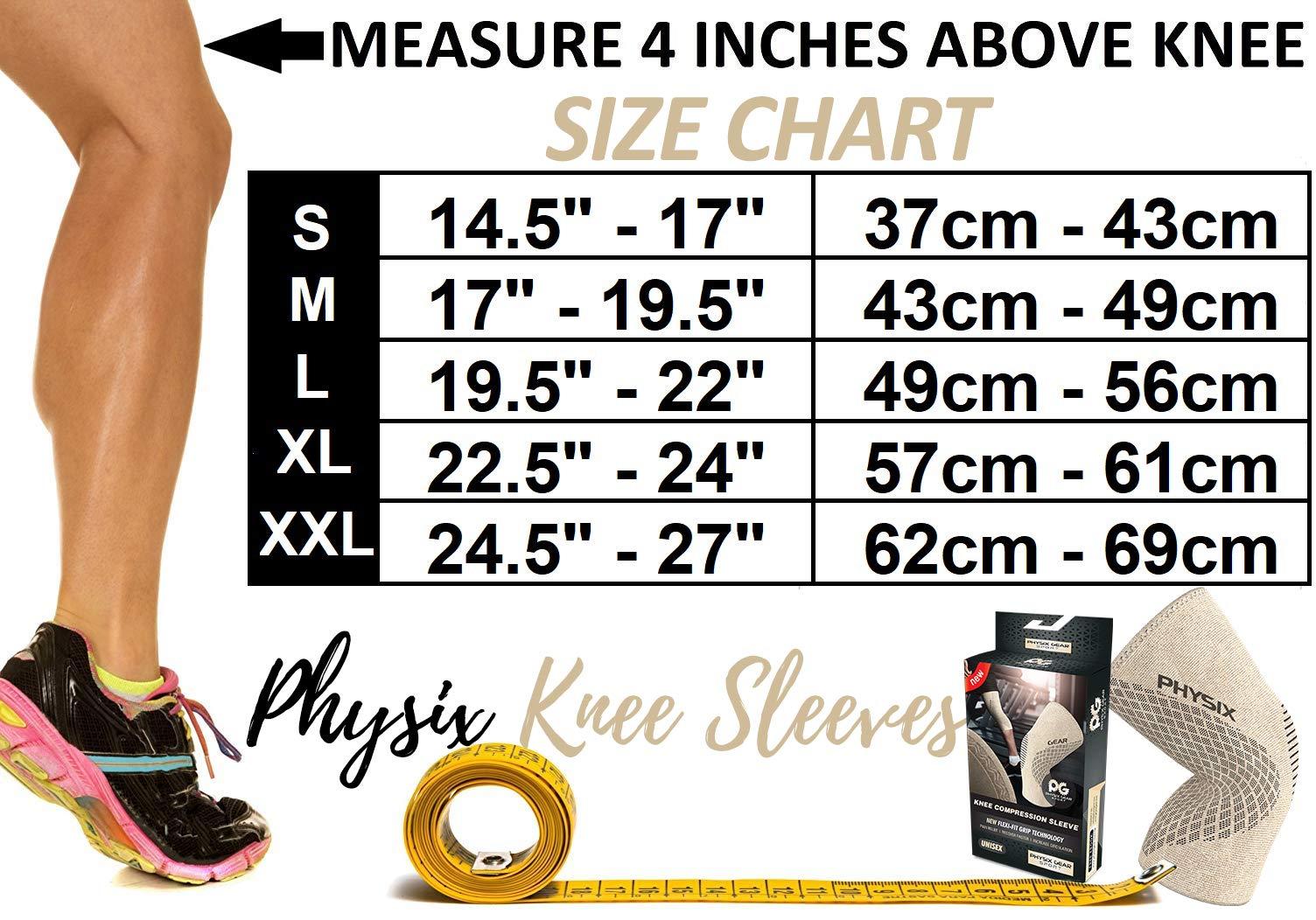 Physix Gear Sport PHYSIX GEAR Knee Support Brace - Premium Recovery & Compression Sleeve for Meniscus Tear, ACL, MCL Running & Arthritis - Best Neoprene Stabilizer Wrap for Crossfit, Squats & Workouts (Single Beige S)