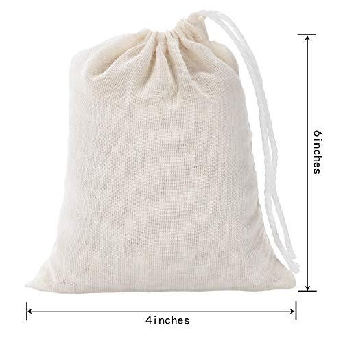 Tatuo Tatuo 50 Pieces 4 x 6 Inches Muslin Cotton Drawstring Bags Canvas Linen Sachet Bag Reusable Empty Gift Pouch for Party Home Supplies