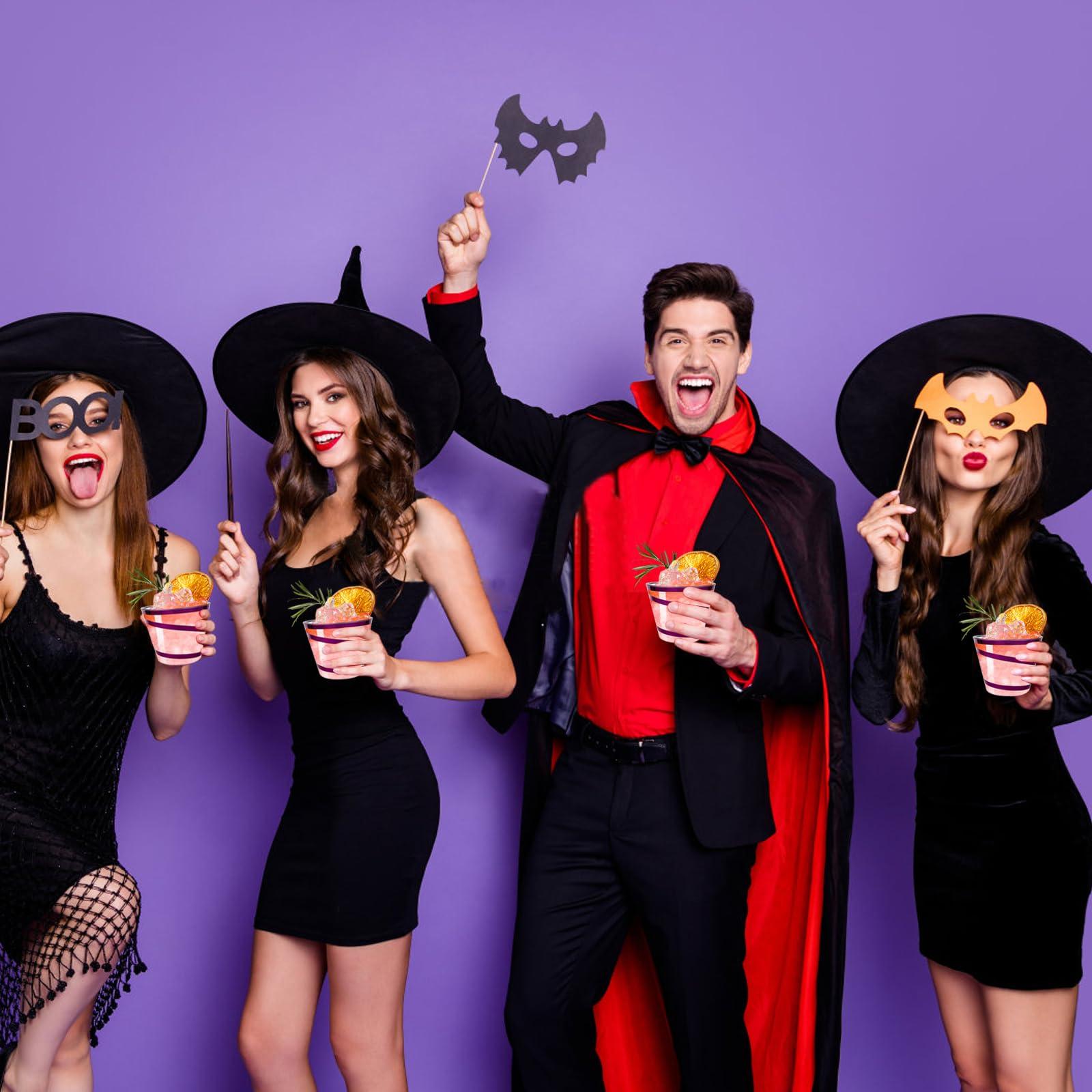 Agolctry 100Pcs 9 oz Rimmed Swirl Purple Plastic Cups Disposable Clear Cups for Halloween Christmas Party Plastic Drinking Cups Cocktail Wine Glasses for Elegant Wedding and Single Party Supplies (Purple)