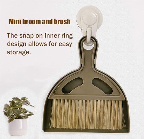 WDDBHSKN Mini Broom and Small Dustpan Brush - Mini Broom and Dustpan, Small Broom and Dustpan Set, Mini Dustpan and Brush Set, Small Dust pan and Brush Set, Hand Broom and Dustpan Set for Home/Camping/Pets.