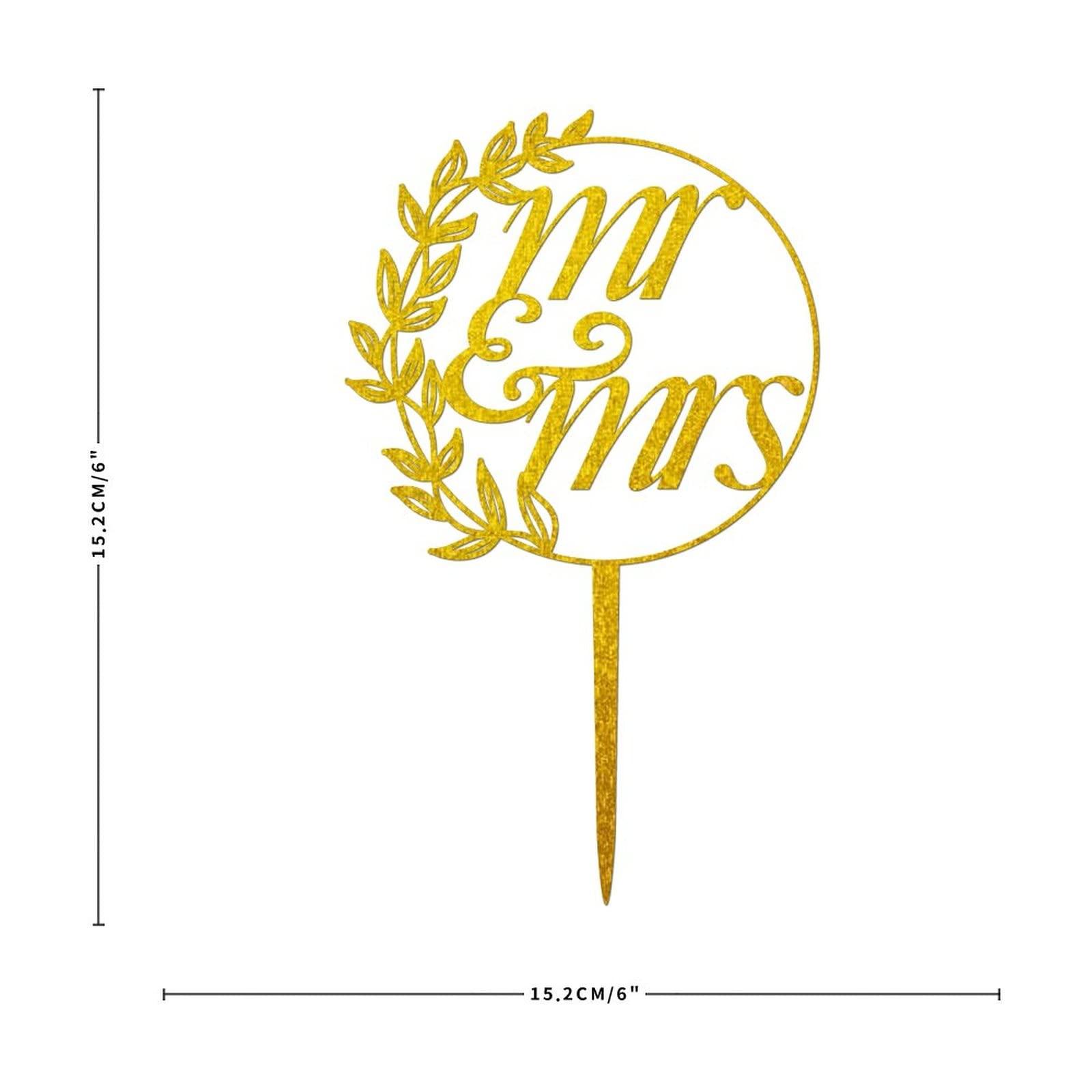 YWSYWS654 Personalized Wedding Cake Topper Mr&Mrs Cupcake Topper Gold Glitter Acrylic Pastries Decorations Cake Toppers for Anniversary Engagement Bridal Shower Cake Decoration