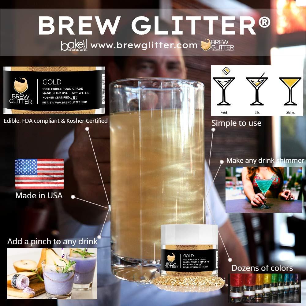 Bakell Brew Glitter (1x 4g Jar) | Edible Glitter for Drinks, Cocktails, Beer, Garnish & Beverages (Yellow)