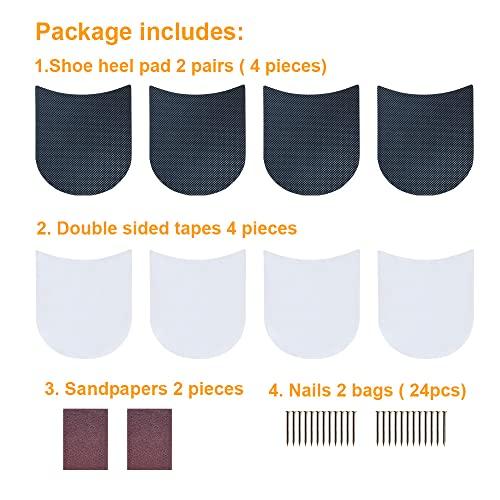 UNIKSTEP Unikstep 2 Pairs Shoe Heel Pads, Shoe Repair Rubber Heels, 3.5mm Thickness Anti Slip Cushion and Protector, Replacement Kit with Nails Sandpapers Self Adhesive Stickers